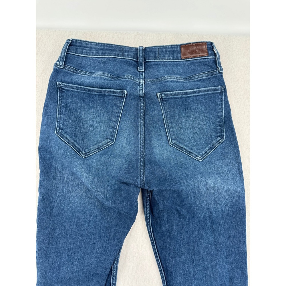 Y2K Hollister High Rise Flare Jeans Blue Raw Hem Side Slit Size 7R (28x30) Boho - Picture 9 of 12